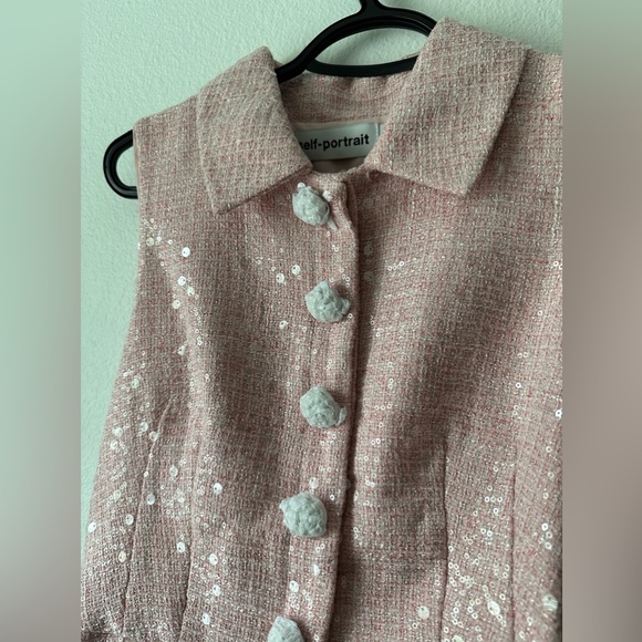 Self Portrait Pink Boucle Tailored Mini Dress US 4 - Picture 11 of 15